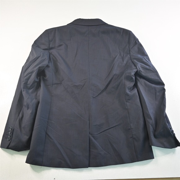 Calvin Klein 42R 33x32 Navy Blue Striped 100% Wool Mens Jacket Pants Suit - Picture 7 of 12